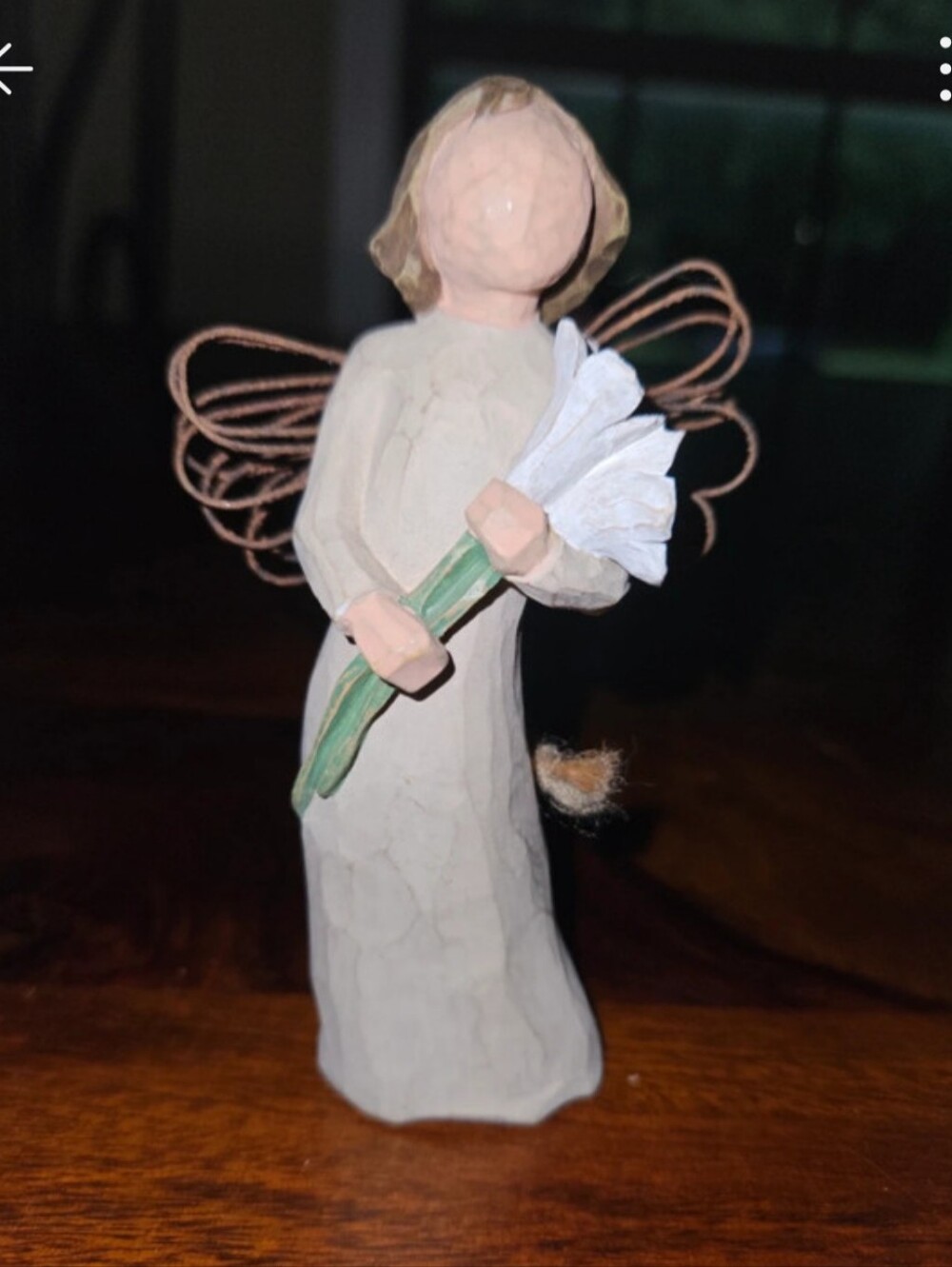 Willow Tree Angel Figurine with White Flower Ornament